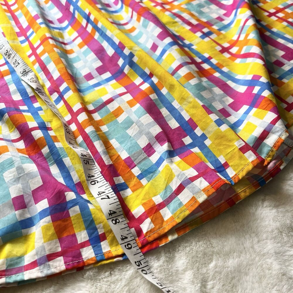 Plaid Midi Dress Colorful Stretch Smocked Waist Pink Yellow Blue NWT Sz 3X - Picture 15 of 16